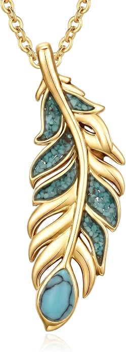 Feather Necklace White Gold Boho Jewelry Nature Inspired Statement Birthstone Pendant Gifts for Women