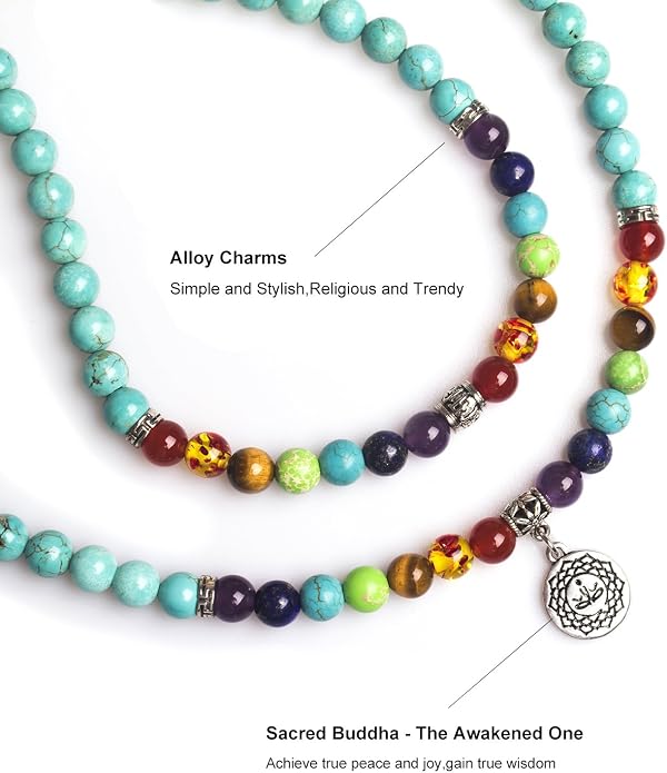 108 Mala Beads Necklace 7 Chakra Tree of Life Pendant Prayer Buddha Bracelets Healing Stone Yoga Men Women Jewelry