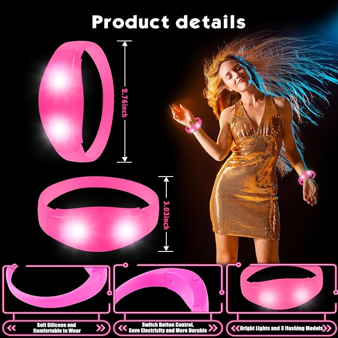 30 Pcs LED Glow Sound Activated Flashing Light Up for New Years Eve Glow in the Dark Party Supplies Christmas Party Favors Birthday Gift Carnival Concerts Night Events