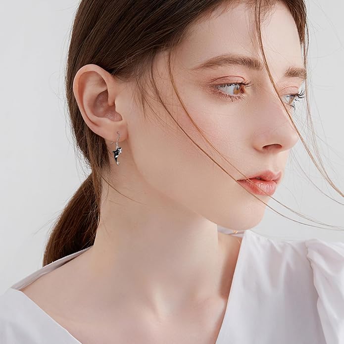 Butterflygold/Cat/dog/Dragonfly/Orca/Bee/Amber/Axolotl/Toothless/Hedgehog/Dragon/Snake/Horse/Mushroom/Anime/Dragonfly Earring for Women Sterling Silver Animals Drop Earring Jewelry Hypoallergenic (silver-butterfly)