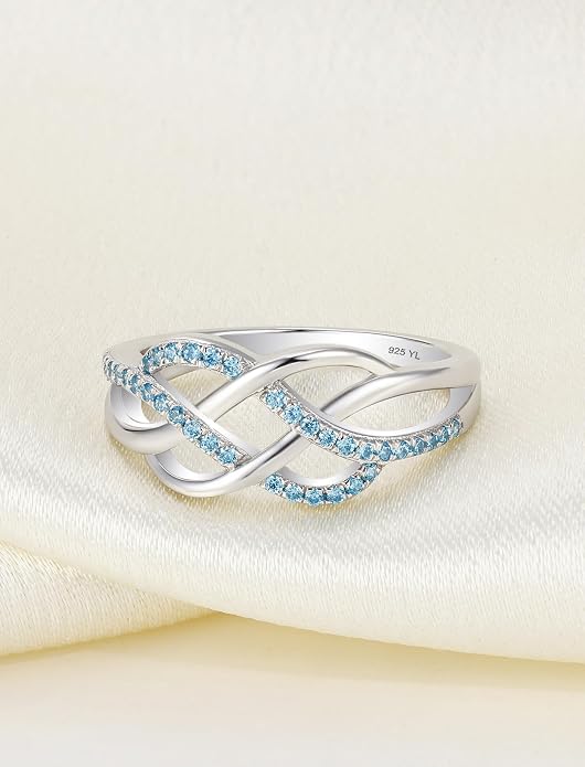 YL Celtic Knot Rings 925 Sterling Silver Twisted Knot Ring Birthstone Infinity Statement Jewelry for Women-size5