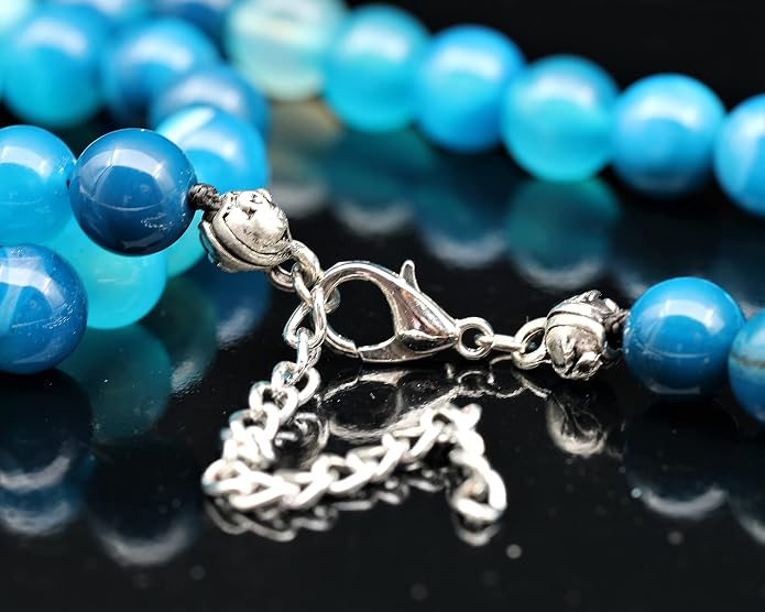 Natural Gemstone Beaded Choker Necklace | 8mm Handmade Adjustable Jewelry for Men & Women | Chakra Balancing Crystal Necklace | Spiritual Gift | Macrame Cord with Extender