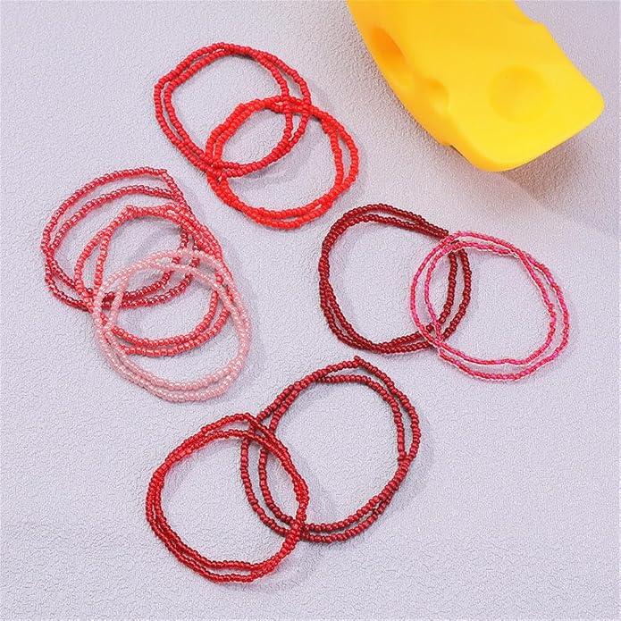 Fuqimanman2020 18Pcs Boho Stackable Beaded Bracelets for Women Colorful Handmade Multilayered Rice Beads Anklets Set Summer Beach Bohemian Jewelry Gift