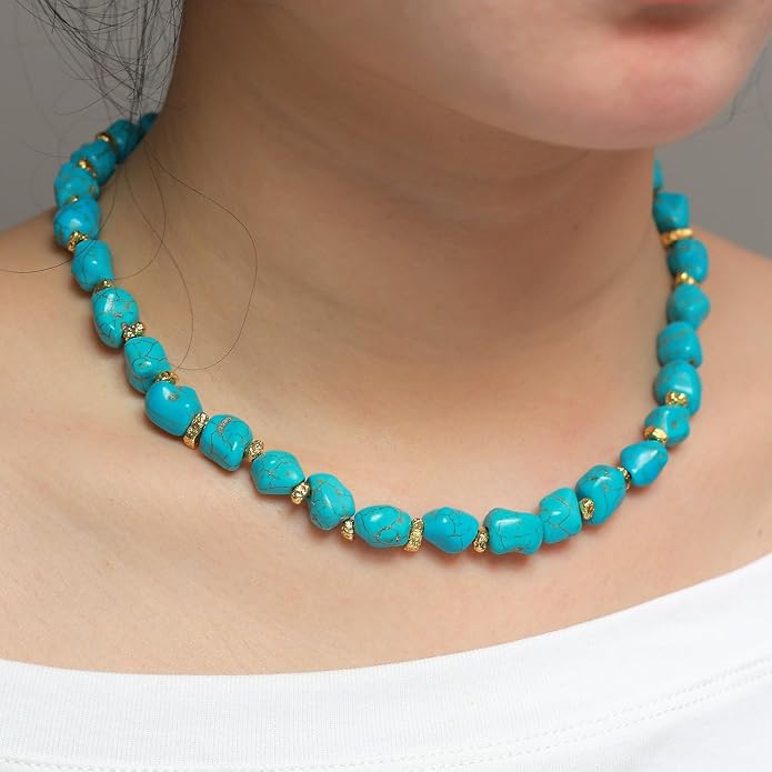 14K Gold Plated Paper Clip Chain Link Necklace Satellite Cross Key Starfish Turquoise Heart Necklace for Women