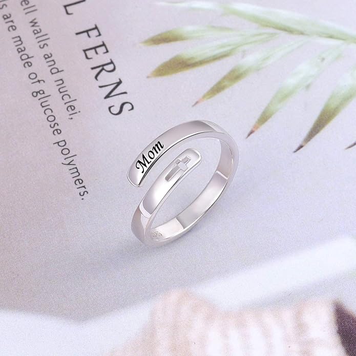 BEILIN 925 Sterling Silver Inspirational Jewelry Rings Adjustable Ring Personality Encouragement Gift for Teens Women