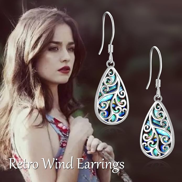 POPLYKE 925 Sterling Silver Tree of Life Dangle Earrings for Women Fashion Abalone Shell Jewelry Gifts for Mom Sister Friend Birthday
