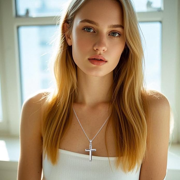 Cross Necklace 925 Sterling Silver Cross Faith Pendant Christian Jewelry Gifts for Women Men