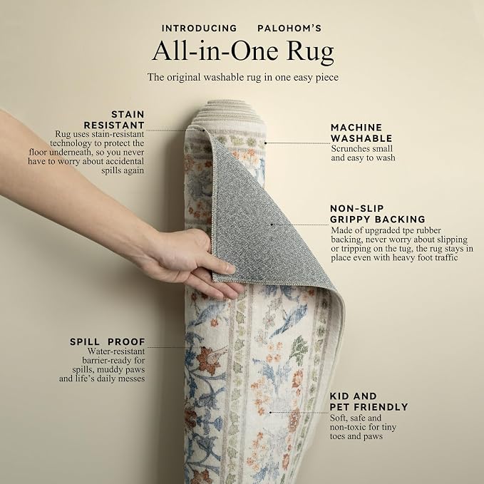 Washable Runners for Hallways Kitchen Rug: 2'6"x8' Runner Rugs Stain Resistant Non Slip Low Pile Soft Carpet Runners Rug for Bedroom Entryway Indoor Beside Bathroom Laundry Room