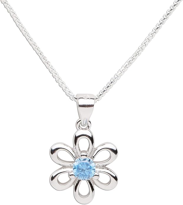 Cherished Moments .925 Sterling Silver Daisy Simulated Birthstone Necklace