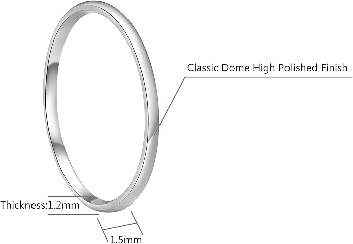 CROWNAL 1mm 2mm 3mm 4mm 5mm 6mm 7mm 8mm Tungsten White/Yellow Gold/Rose Gold Plated Wedding Band Ring Men Women Plain Dome Polished Comfort Fit