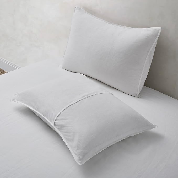 ATLINIA Linen Pillow Cases King Sham - 20 x 36 Inch Bed Pillow Protector Cover Set of 2 Bedding Cooling Neutral Pillowcase Shams White