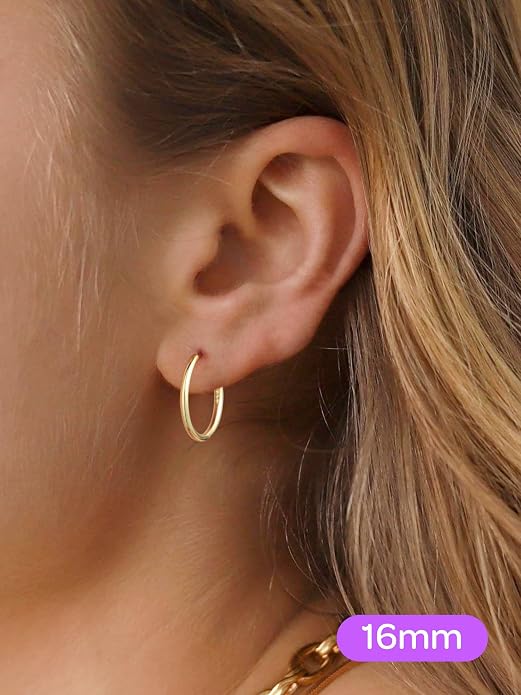 ChicSilver Sterling Silver Hoop Earrings for Women Hypoallergenic 925 Sterling Silver Huggie Earrings for Women Dainty Earring (8/10/12/14/16/18/20MM)