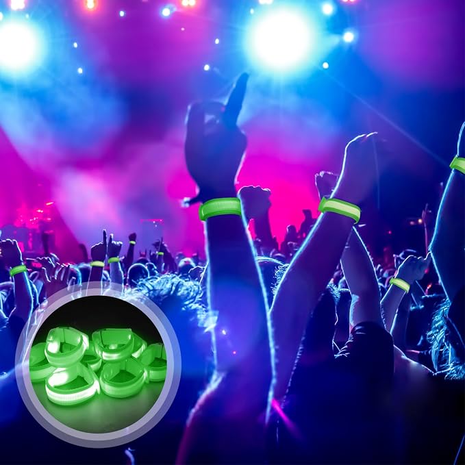 M.best 8pcs LED Light Up Bracelets Glow Flashing Wristbands Glow in The Dark Party Supplies for Wedding, Raves, Concert, Camping,Sporting Events, Party Green