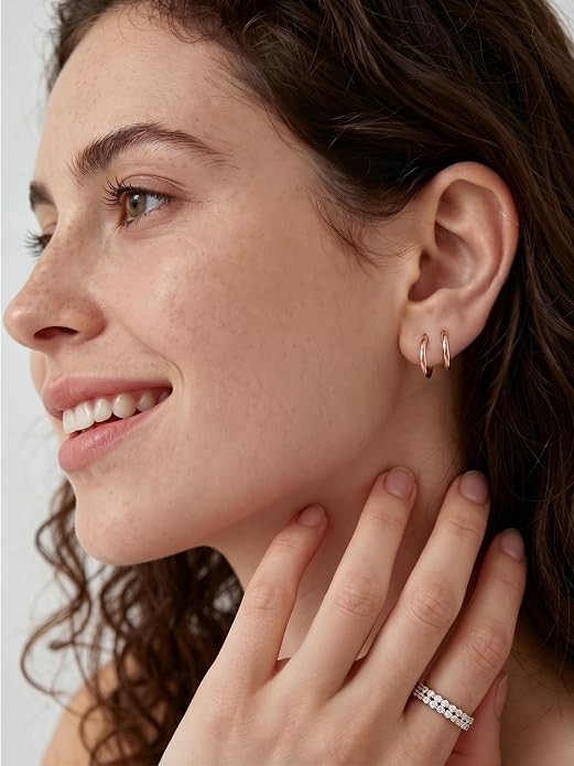 ChicSilver 925 Sterling Silver Huggie Hoop Earrings Small Hoop Earrings for Women Hypoallergenic Silver Huggie Earring Cartilage Earrings for Women (6/8/10/12/14/16/18/20MM)
