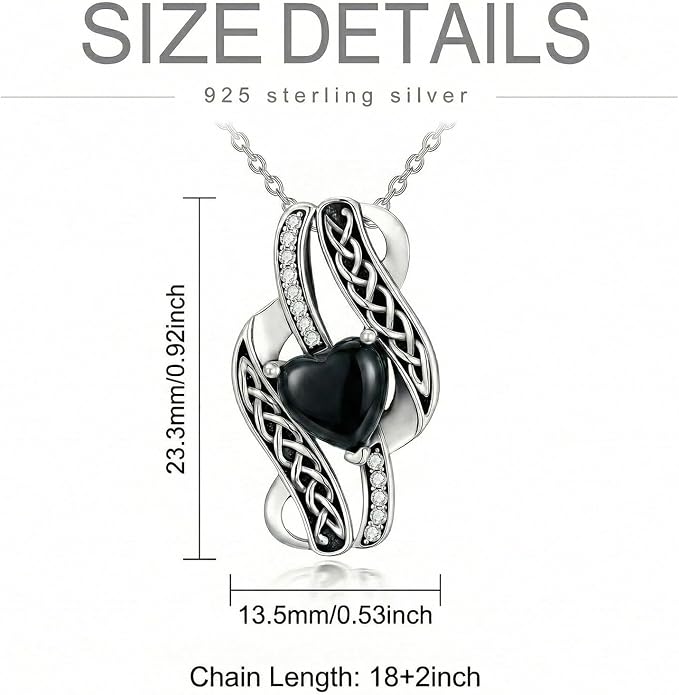 PELOVNY Celtic Knot Necklaces for Women 925 Sterling Silver Gemstone/Birthstone Teardrop Infinity Necklace Irish Celtic Pendant Jewelry Gifts for Mom Daughter Wife