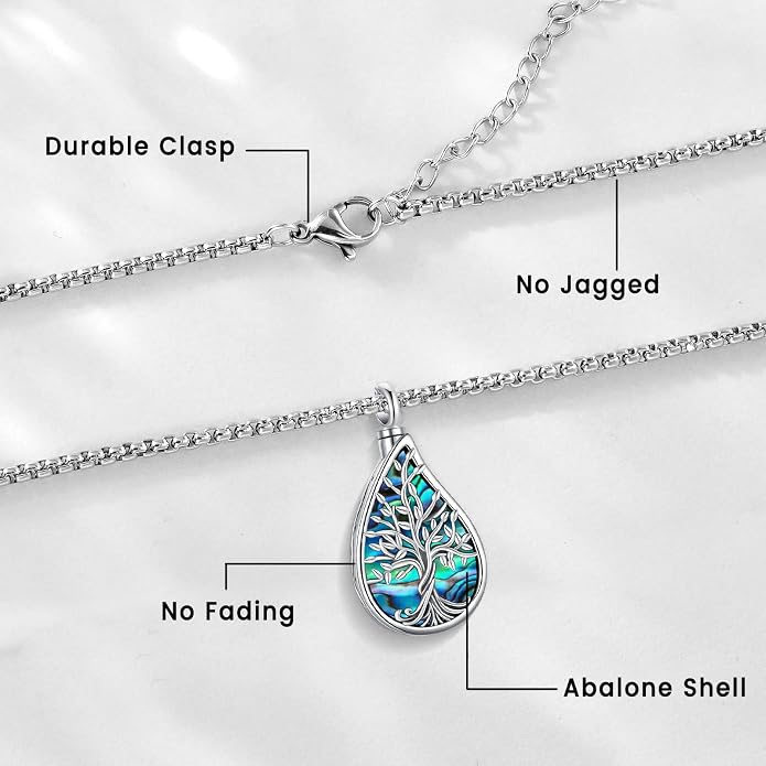 Jewelry Gifts - Tree of Life Necklace Sterling Silver Abalone Shell/Opal/Moonstone/Black Onyx/Turquoise/Malachite/Crystal Family Tree of Life Jewelry for Women Men