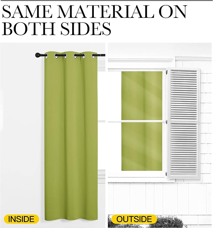 NICETOWN Fresh Green Blackout Curtains 68 inches Length for Laundry Room, 2 Panels, 42" Wide, Thermal Insulated Decoration Drapes for Office Window