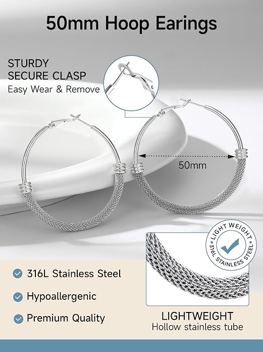 PROSTEEL 30/40/60/80/100mm Chunky Hoop Earrings For Women Gold Plated/Black Stainless Steel Hoops Earrings Statement Jewelry