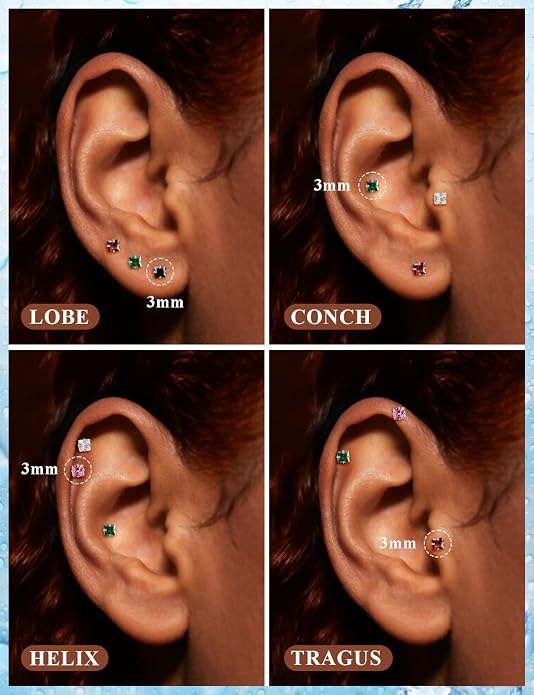 20G 18G 16G Astm F136 Titanium Internal Thread Flat Back Earrings Nose Studs Tragus Helix Conch Cartilage Lobe Earrings Medusa Labret Snake Bite Monroe Lip Ring Piercing Jewelry For Women Men