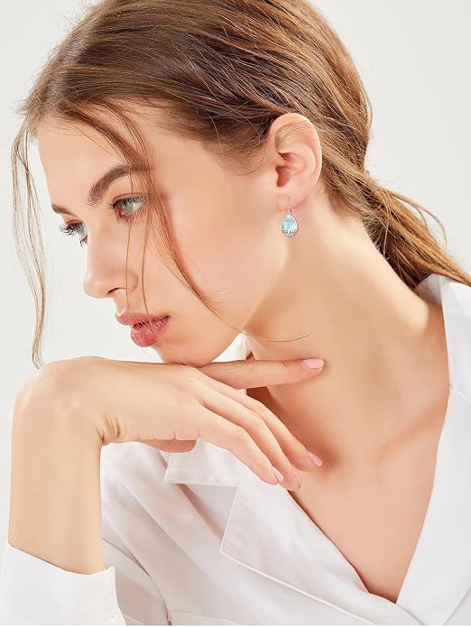 Midari Heart Dangle Earrings 925 Sterling Silver Leverback Drop Earrings Teacher Music Art Jewelry Gifts for Women Students Apple/Guitar/Palette/Note Design