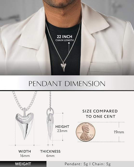 RTZN® Pendant Necklace for Men – Premium Stainless Steel Silver Pendant Necklace with 22" Chain – Waterproof & Non-Tarnish Small Pendants for Men – Bold Symbols of Strength & Legacy