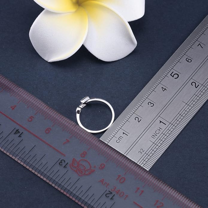 VIKI LYNN 925 Sterling Silver Rings Size 4.5 Adjustable Initial Letter Ring with Cubic Zirconia-Personalized Gifts for Women