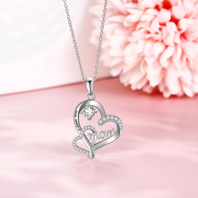 Mother Necklaces Sterling Silver Mom/Mommy of an Angel/Mom Thor Hammer/Heart Footprint Pendant Birthday Mothers Day Jewelry for Women