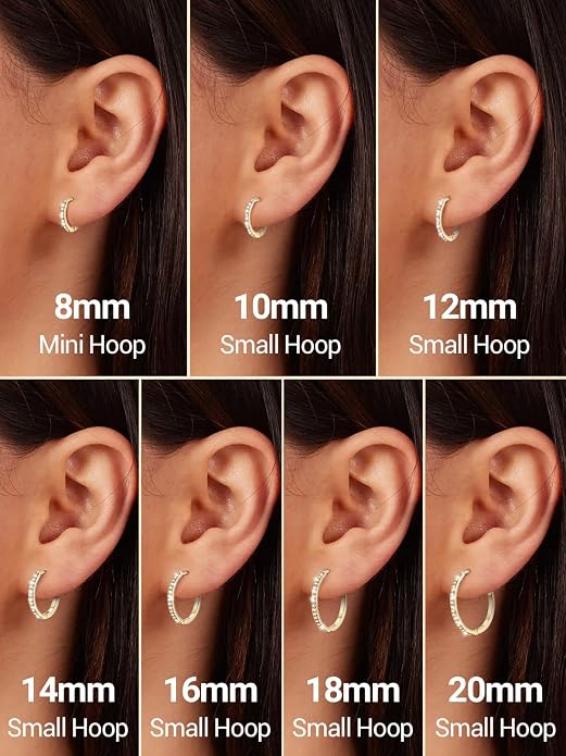 PROSTEEL Hoop Earrings for Women, Huggie Hoop with 925 Sterling Silver Post, 8/10/12/14/16/18/20mm Small Huggie Hoops, 14K Gold Plated/Silver/Black/Rose Gold Hypoallergenic Earrings Jewelry