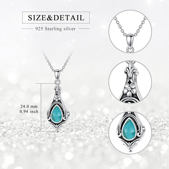 Seiyang Urn Necklace for Ashes 925 Sterling Silver with Birthstone Cremation Jewelry Keepsake Ashes Pendant Necklace Memorial Jewelry for Women Loved One