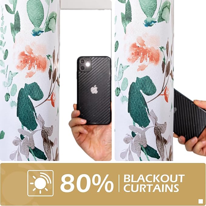 MYSKY HOME Living Room Curtains 95 inches Long Floral Fall Curtains Thermal Insulated Room Darkening Curtains Bedroom Light Blocking Grommet Drapes for Dining Room Sliding Door, 2 Panels, Orange