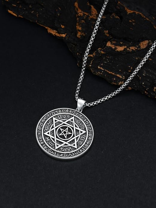 Viking Necklace for Men 925 Sterling Silver Viking Wolf/Thors Hammer/Vegvisir/Tree of Life/Compass Pendant Norse Necklace Amulet Talisman Christmas Gifts for Him Her
