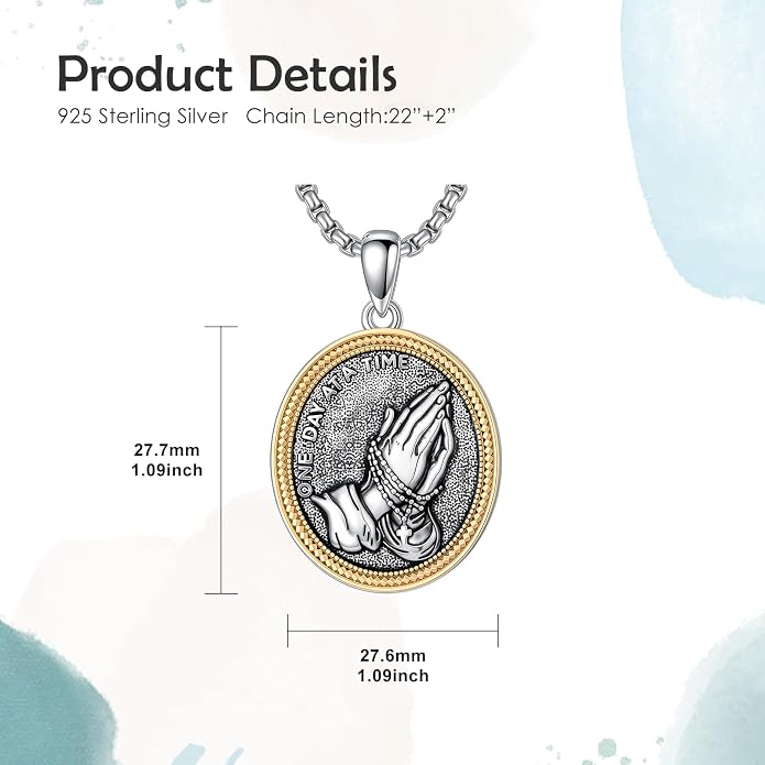 LEECCl Men's Necklaces 925 Sterling Silver Thors Hammer/Cross of Thorns/Bible/St. Michael Gothic pendant Religious Jewelry for Men Father