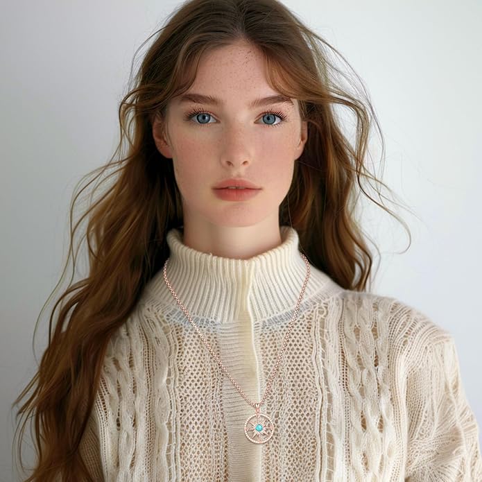 Compass Necklace for Women Men 925 Sterling Silver Pendant Urn Necklaces for Ashes Picture Locket Necklace Anchor Necklace Viking Necklace Crystals CZ Moonstone Abalone Shell Turquoise Compass Jewelry