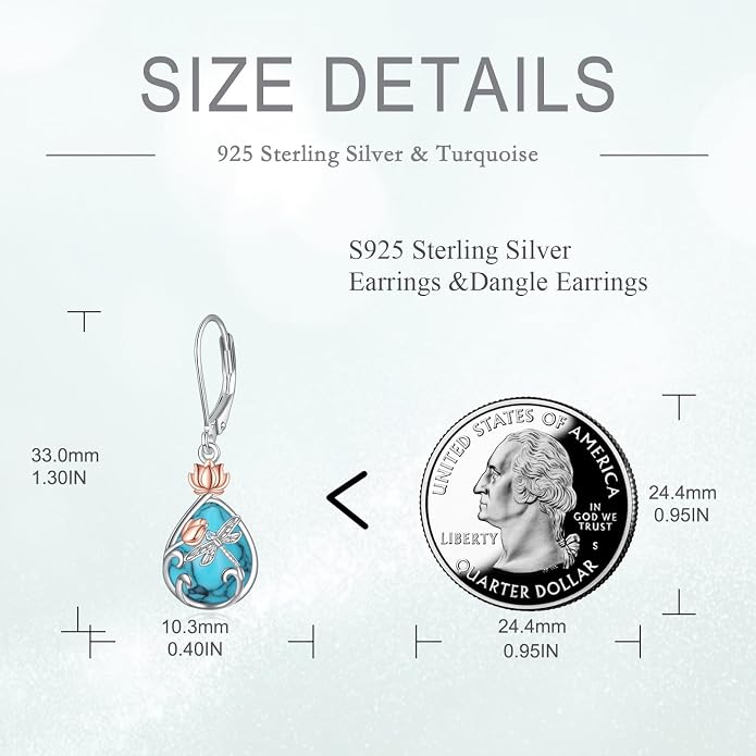 AOBOCO Teardrop Dangle Earrings for Women 925 Sterling Silver Moonstone Flower Filigree Leverback Jewelry Birthday
