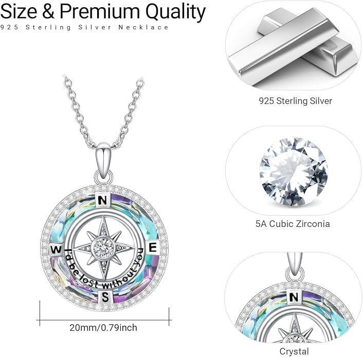 Compass Necklace for Women Graduation Gifts 925 Sterling Silver Celtic Knot Compass Pendant Graduation Jewelry Inspirational Travel Gifts for Women