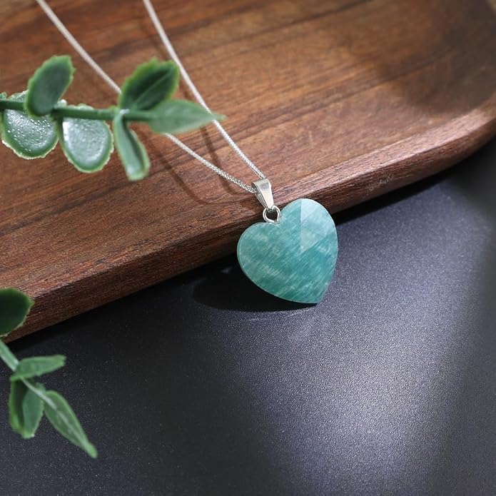iSTONE 925 Sterling Silver Natural Crytral for Womens Pendant Necklace, Gemstone Birthstone with 17.8" Silver Chain Ladies