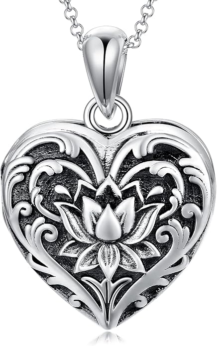 SOULMEET Personalized Silver Locket Necklace That Holds Pictures Photo Keep Someone Near to You, Memorial Custom Lockets Necklaces Letters Engraving for His Her