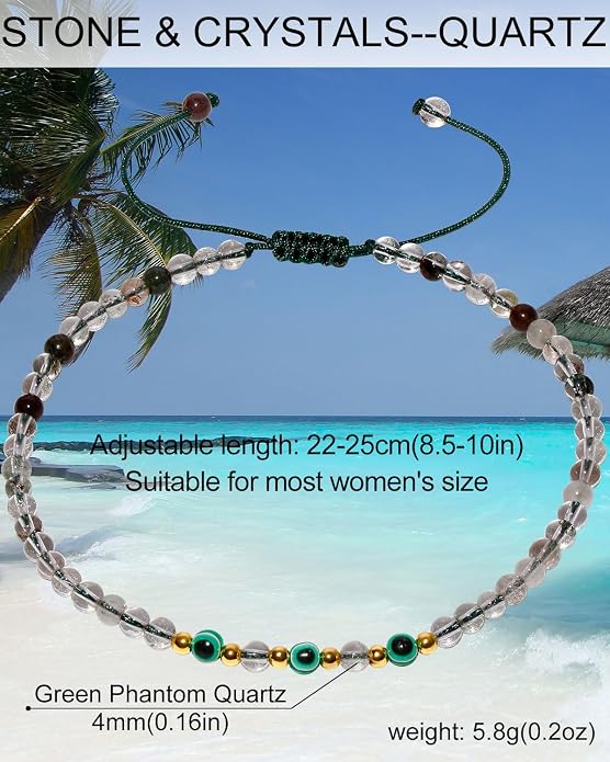 Evil Eye Ankle Bracelets for Women Beads Anklets Beach Accessiory Gemstone Healing Crystal Adjustable