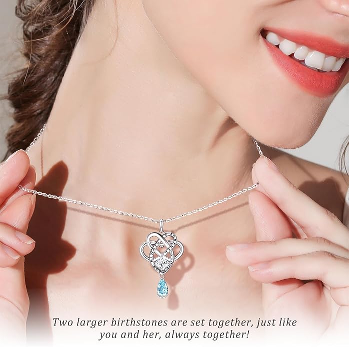 Birthstone Necklace for women Celtic Jewelry Trinity Necklace Pendant 925 Sterling Silver Necklace Birthday Valentines Gift for Her Cable Length 18"