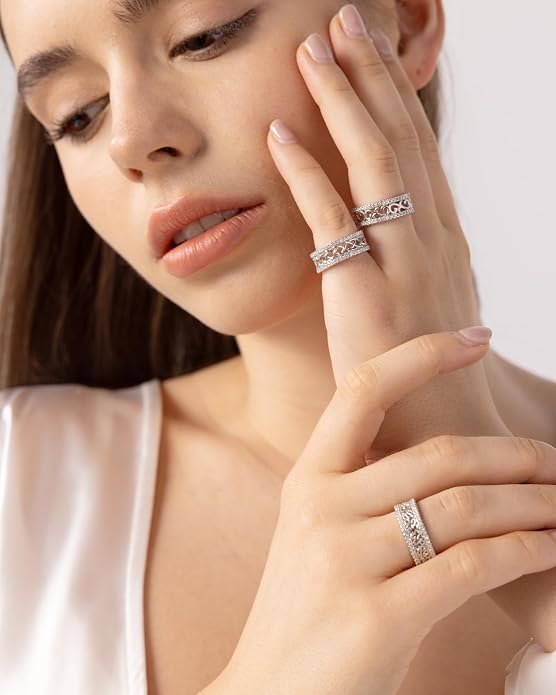 Celtic Eternity Wedding Bands Women - 925 Sterling Silver Cubic Zirconia Irish Promise Engagement for Her Size 5-9