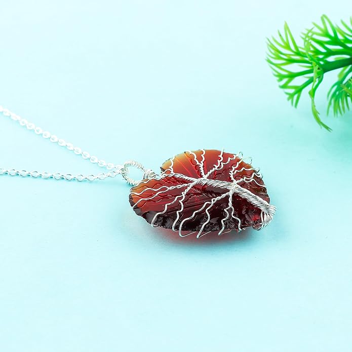 Silver Plated Wire Wrapped Pendant Necklace, Sea Glass Stones, Handmade Jewelry, Healing Crystals, Hammered Pendant, Birthday Gift for Women, Adjustable Chain 16+2inch