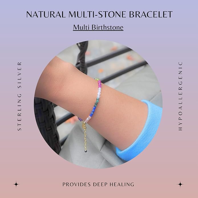 Faceted Bracelet for Women, Certified 925 Sterling Silver with 18K Gold Vermeil Healing Crystal Bracelets for Women - Crystals and Healing Stone Bracelet Women Jewelry for Gift