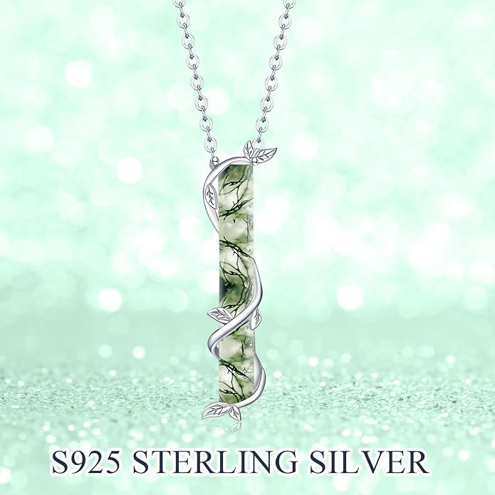 Bar Opal Leaf Necklace For Women S925 Sterling Silver White Opal Pendant with Leaf Charm Bar Pendant Jewelry Gift For Mom Daughter Wife
