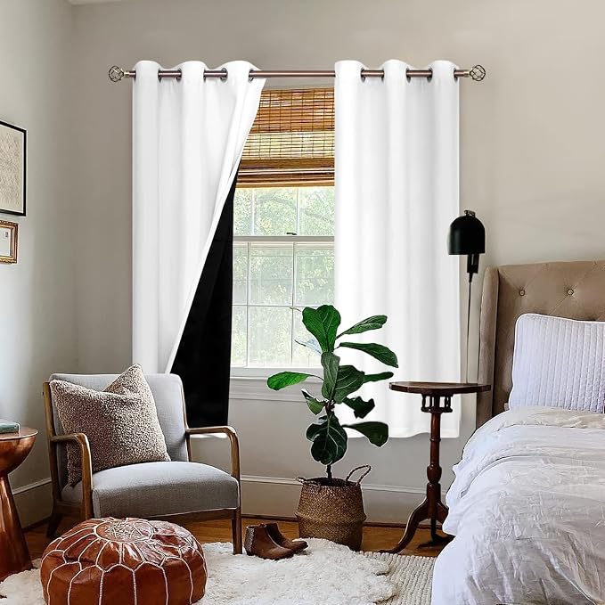 BGment White Blackout Curtains 63 Inch Long - Black Out Curtains for Bedroom Thermal Insulated Curtains for Summer Grommet Total Room Darkening Window Drapes, 2 Panels, 42 x 63 Inch