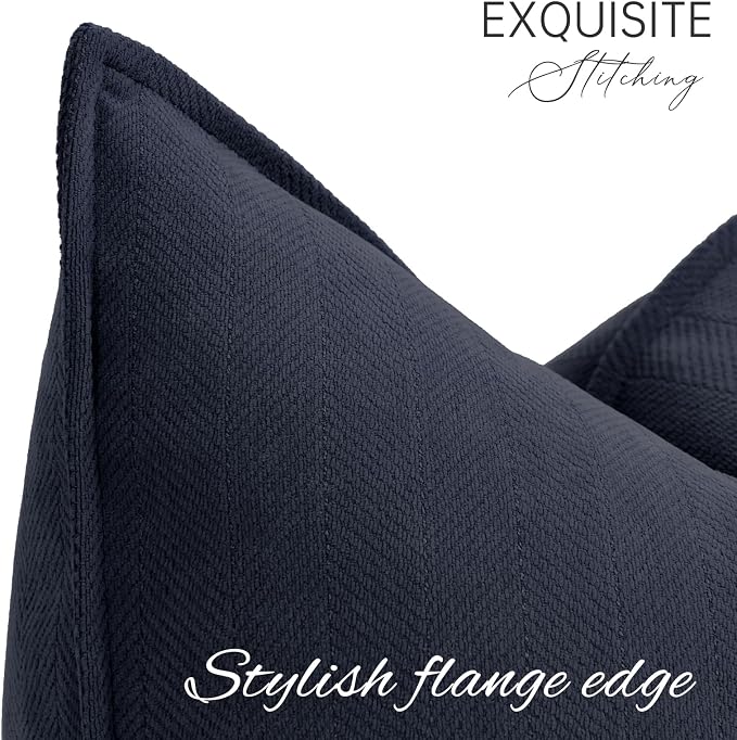 ZWJD Navy Pillow Covers 18x18 Set of 2 Chenille Throw Pillow Covers with Elegant Design Soft and Luxurious Decorative Throw Pillows for Couch, Bed, and Home Decor