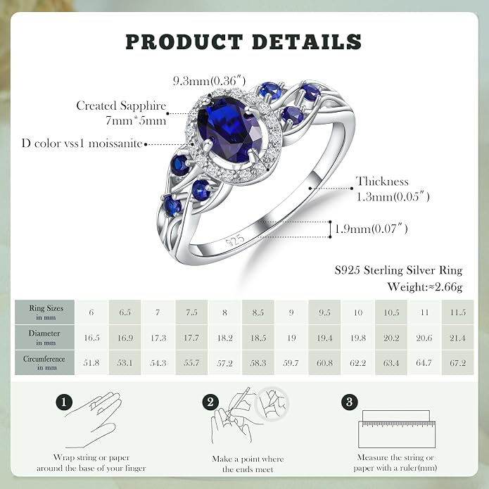 925 Sterling Silver Celtic Knot Engagement Ring for Women Moissanite/Cubic Zirconia Inlaid Oval Shaped Birthstone Rings Cocktail Wedding Birthday Jewelry(with Box)