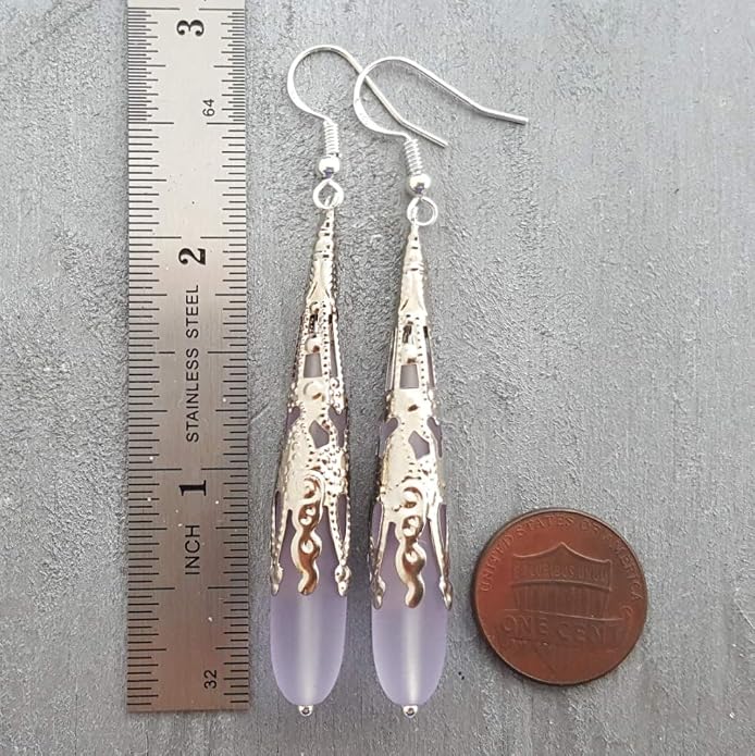 Handmade Sea Glass Earrings, Hawaiian Jewelry for Women, Long Teardrop Earrings Beach Jewelry, Sea Glass Jewelry For Women Birthday Gift For Her