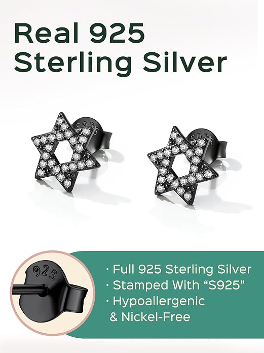 ChicSilver 925 Sterling Silver Earrings Dainty Bar/Circle/Triangle/Star/Ball Stud Earrings for Women with Gift Box, Hypoallergenic Earrings for Sensitive Ears