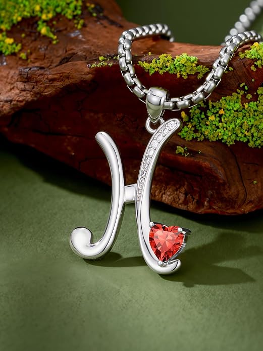Birthday Gifts for Women Alphabet A to Z Initial Birthstone Pendant Necklaces for Women - 18k White Gold Plated Personalized Name Jewelry Anniversary Graduation Gifts for Wife Her Daughter Girlfriend(with Gift Box)