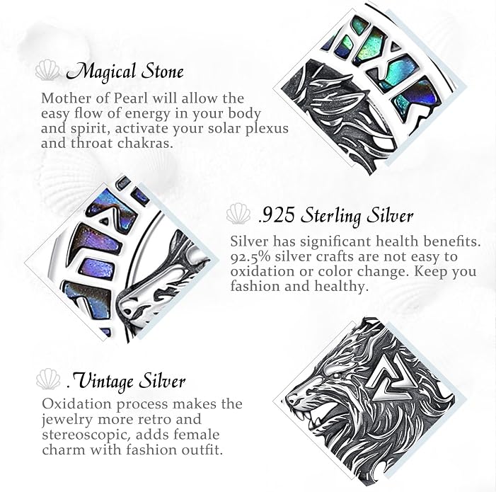 Vito 925 Sterling Silver Viking Necklace for Women Men, Viking Dragon/Wolf/Horse/Tree of Life Pendant Norse Amulet Nordic Jewelry for Men